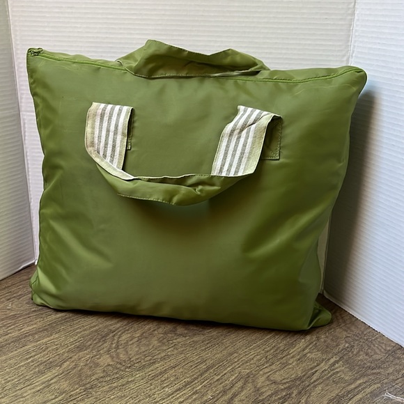 Summer Living Large Green White Striped Beach Blanket Tote Carrying Bag - Picture 1 of 8
